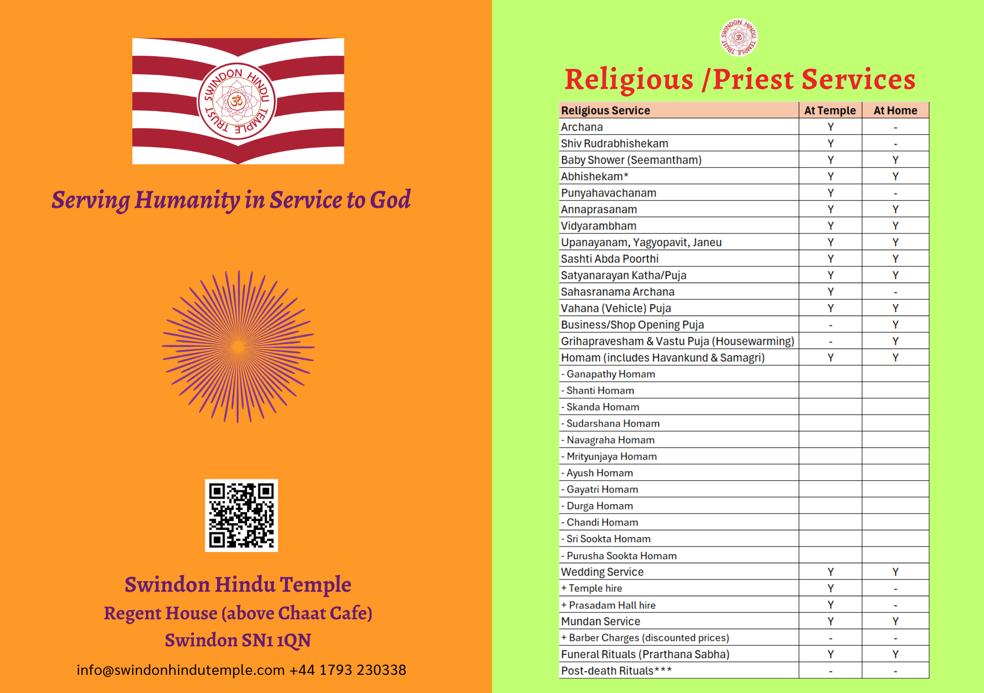 Temple Daily Programme
